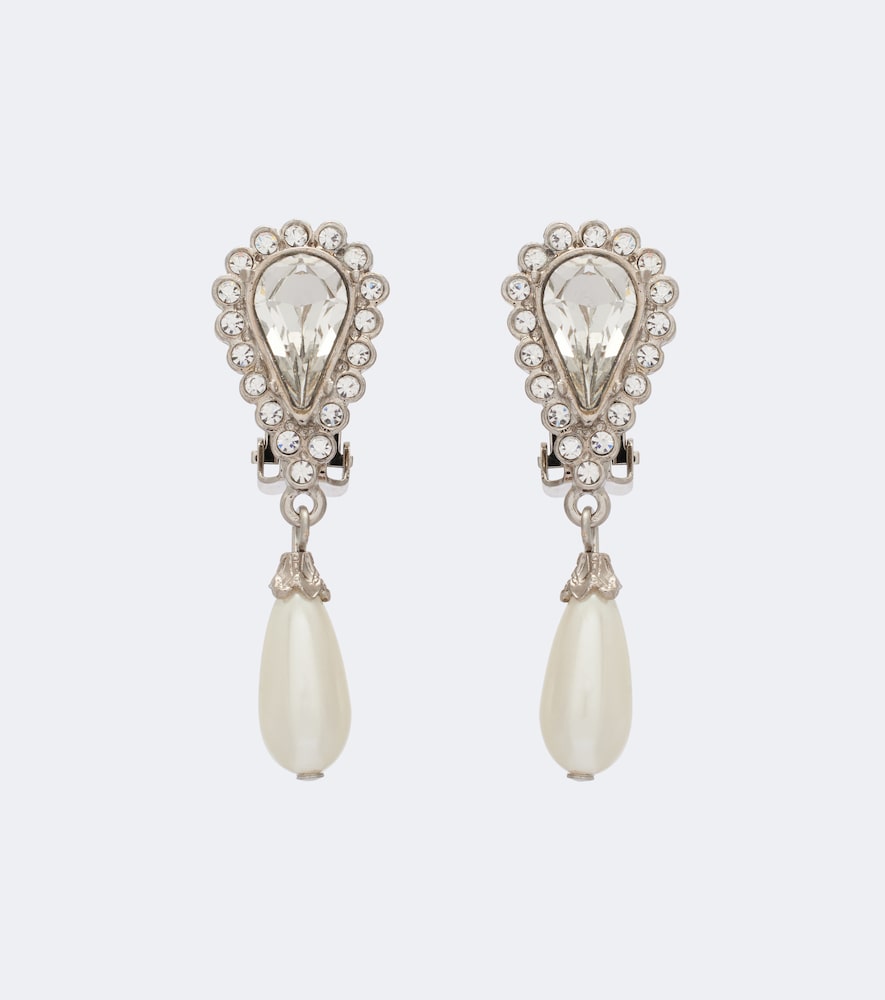 Orecchini a clip con perle bijoux e cristalli