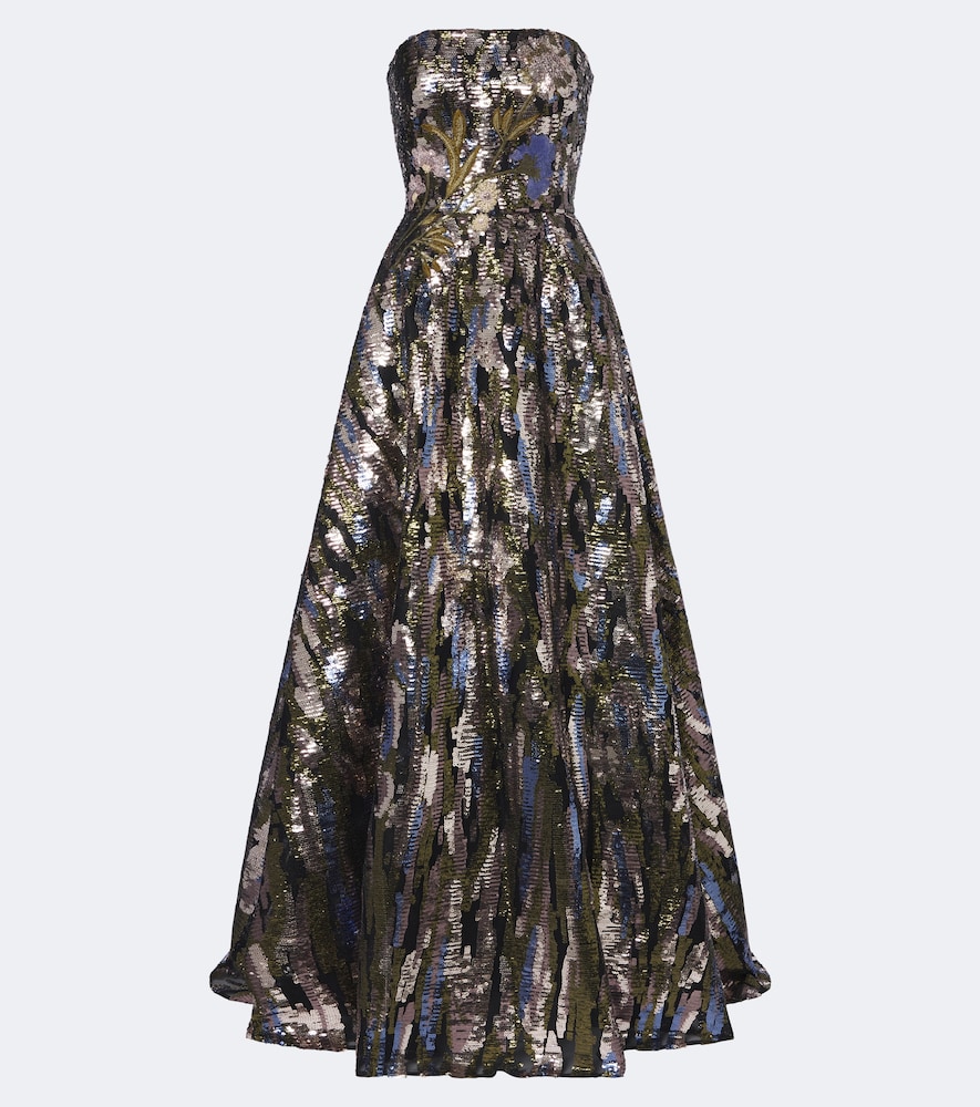 Elie Saab Embellished Silk-blend Bustier Gown In Multicolor