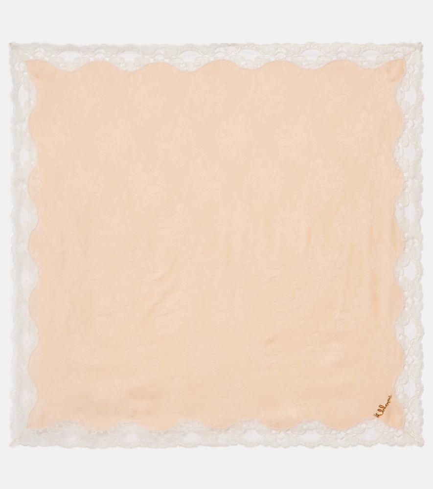 Chloe Women's Pink Embellished Lace-Trimmed Silk Jacquard Scarf - Mytheresa