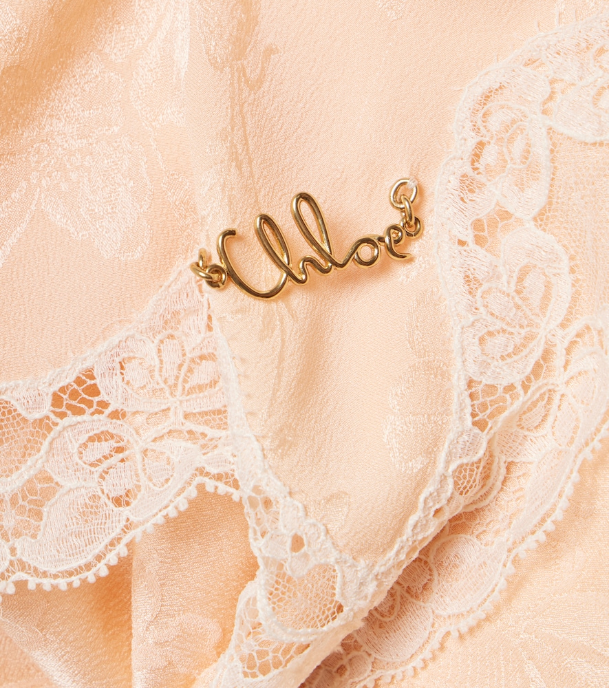  Chloe Chloe Embellished Lace-trimmed Silk Jacquard Scarf 