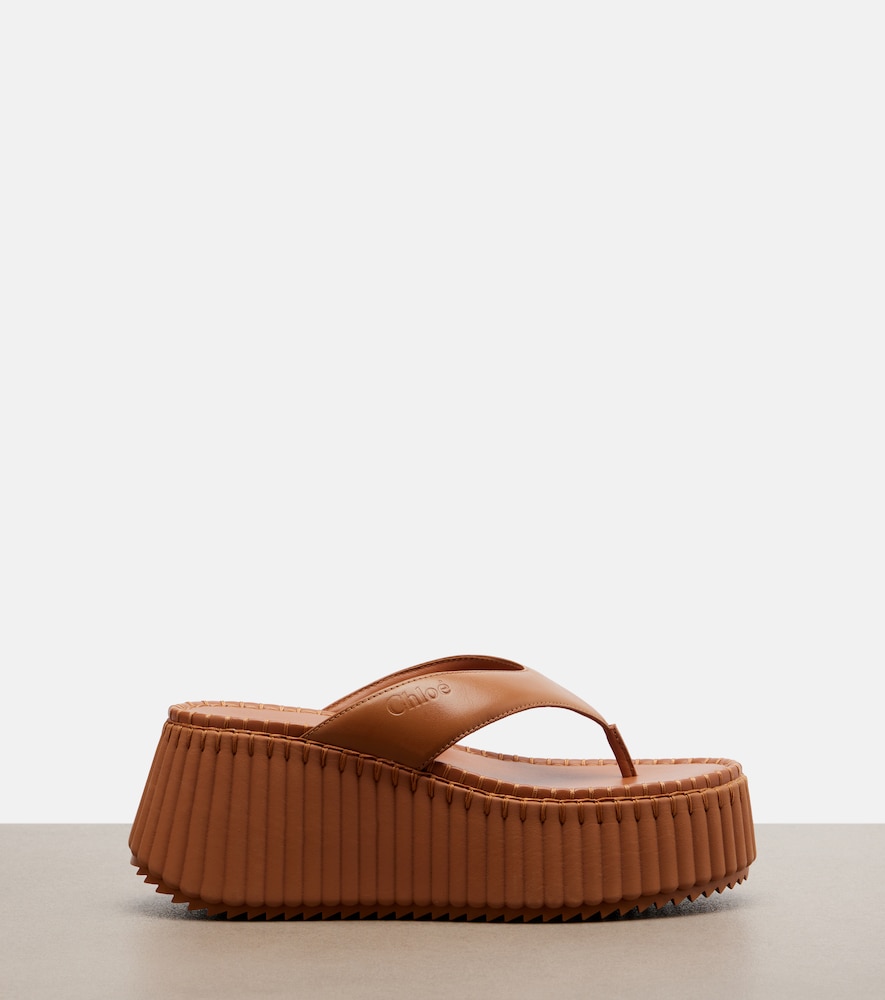  Chloe Chloé Tongs Compensées Nama En Cuir 