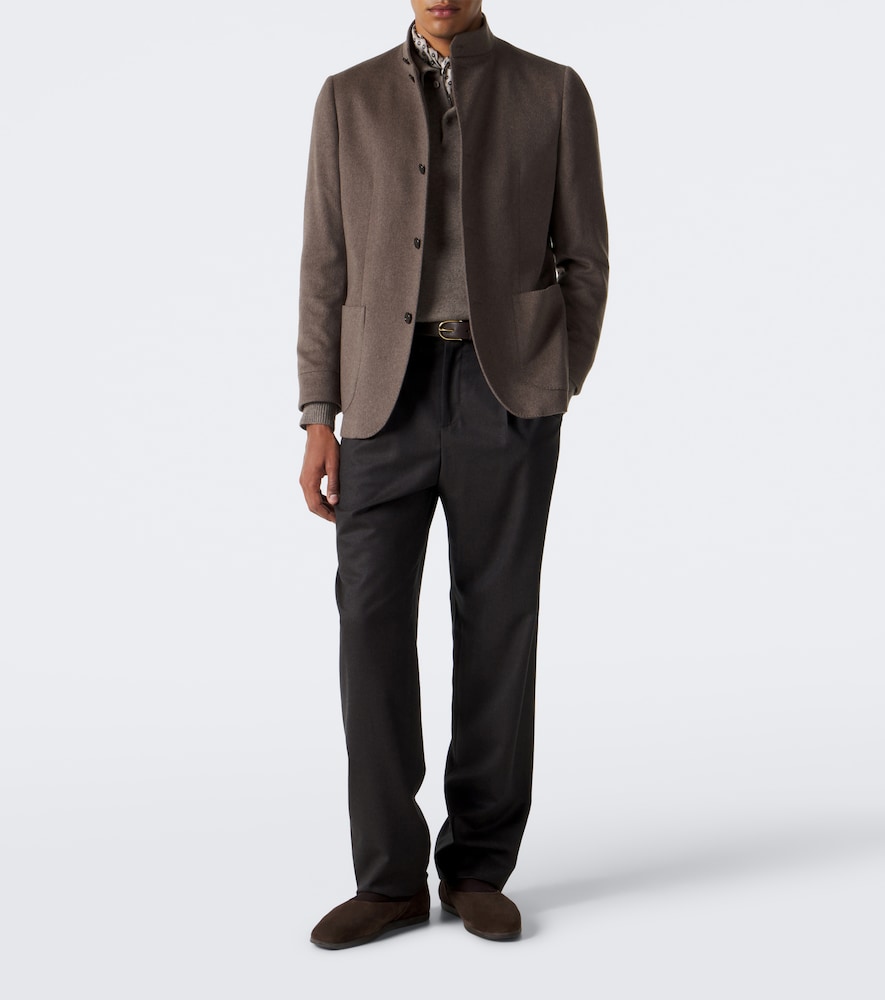 Pleated Straight Pants Wool