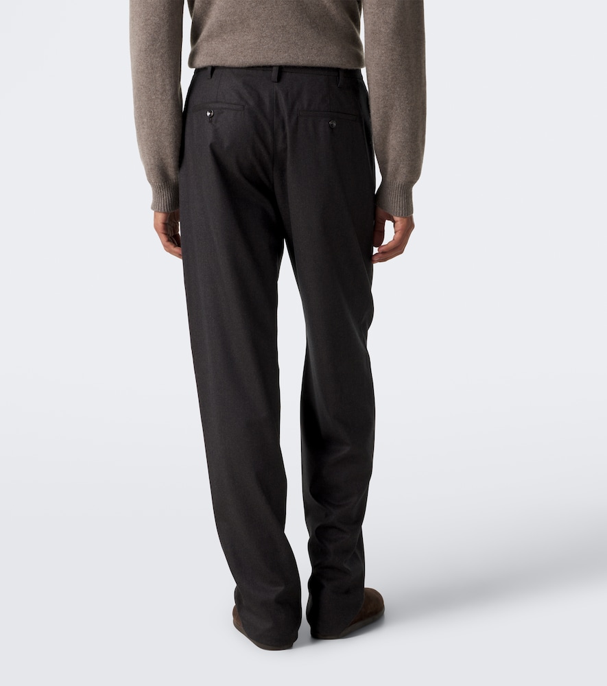 Pleated Straight Pants Wool