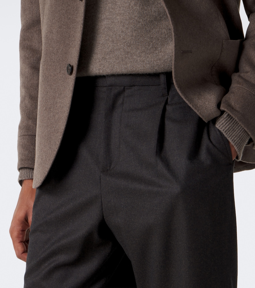 Pleated Straight Pants Wool
