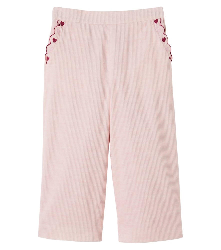 Pantaloni in velluto a coste con ricamo