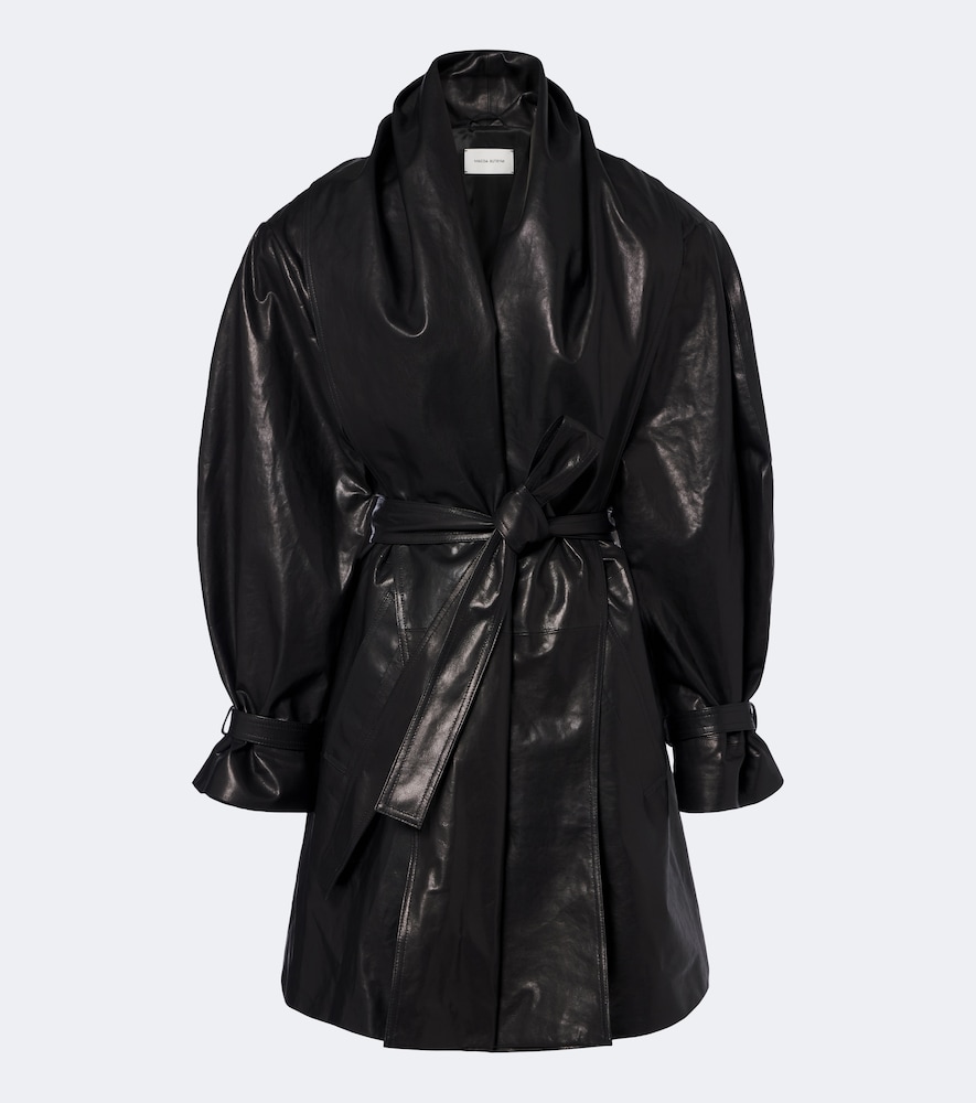 Giacca in pelle con cintura