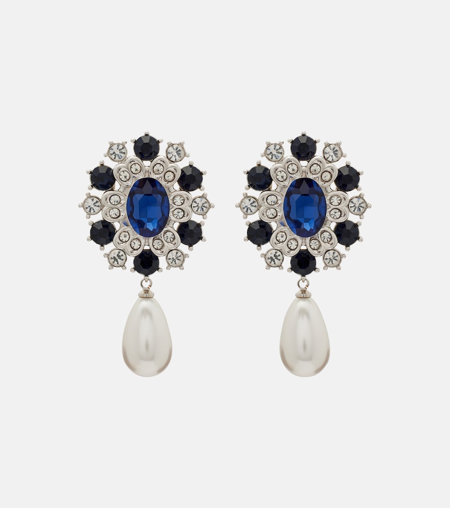 Orecchini pendenti con perle bijoux e cristalli