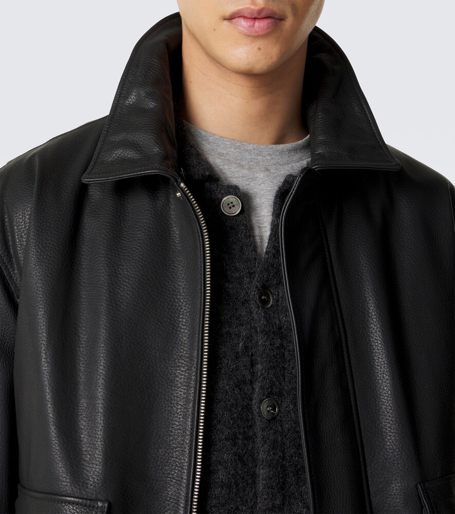 Bari Teddy-Trimmed Leather Blouson Jacket