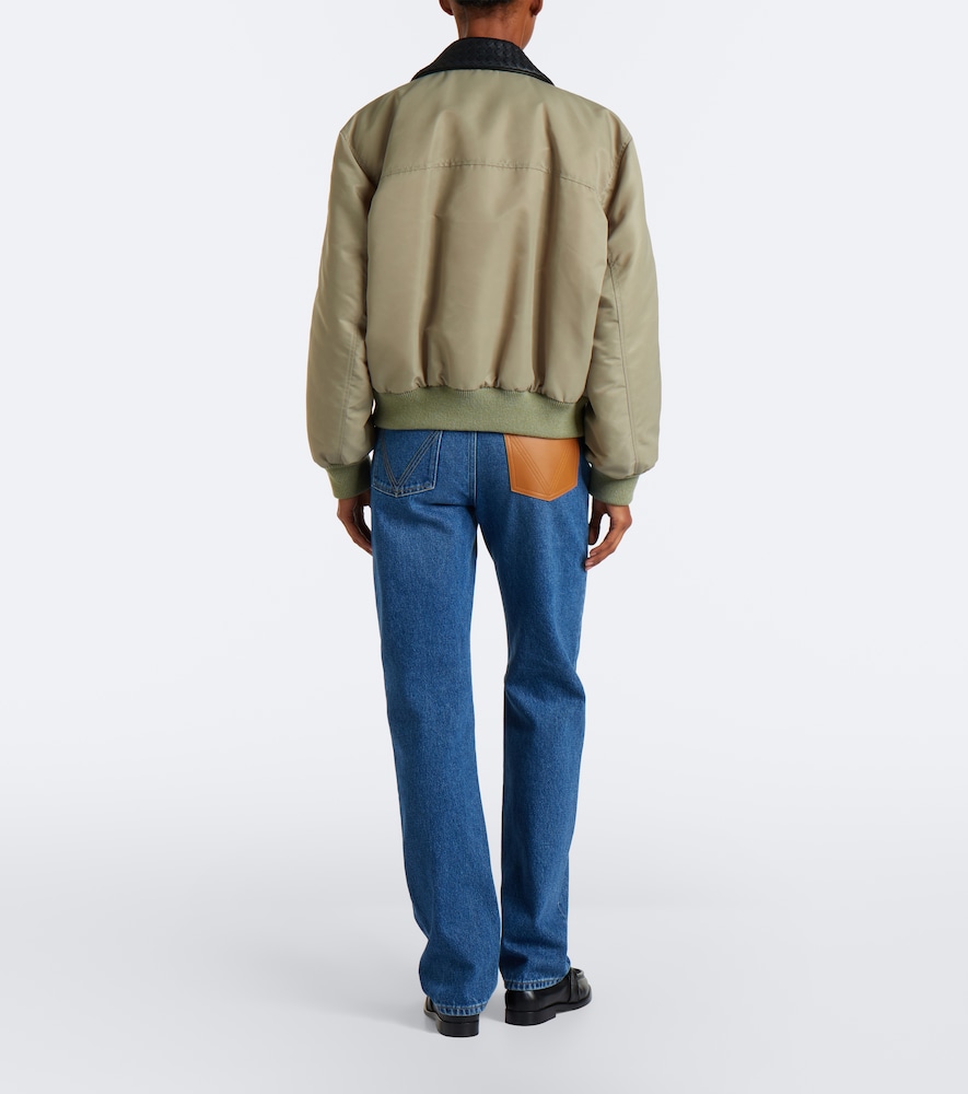 Intrecciato Leather-Trimmed Slim Jeans