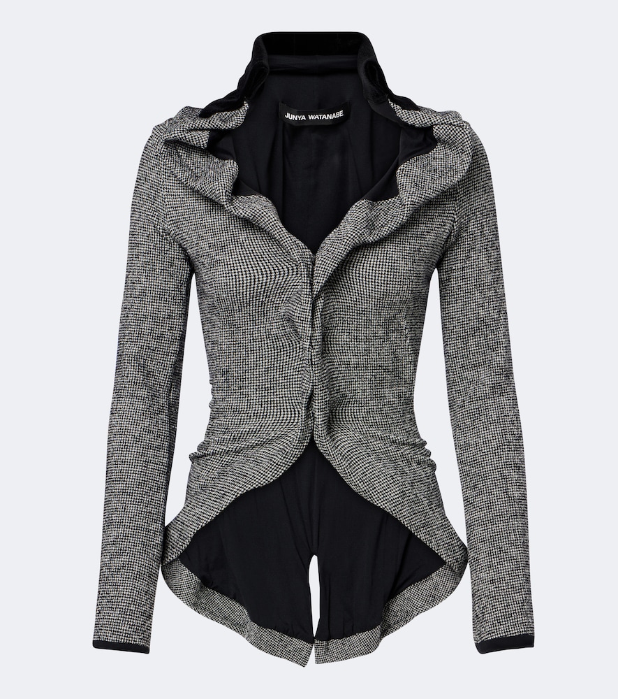 Houndstooth wool-blend jacket