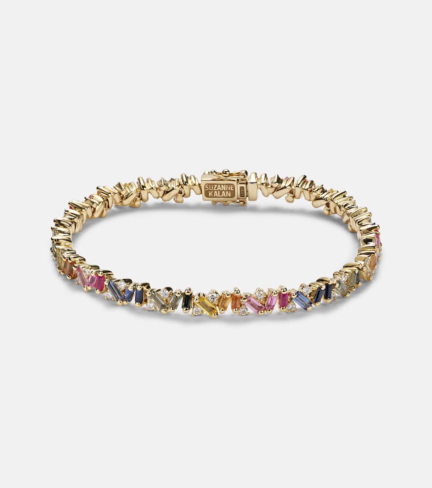 Suzanne Kalan Fireworks 18kt yellow gold bracelet with diamonds and sapphires