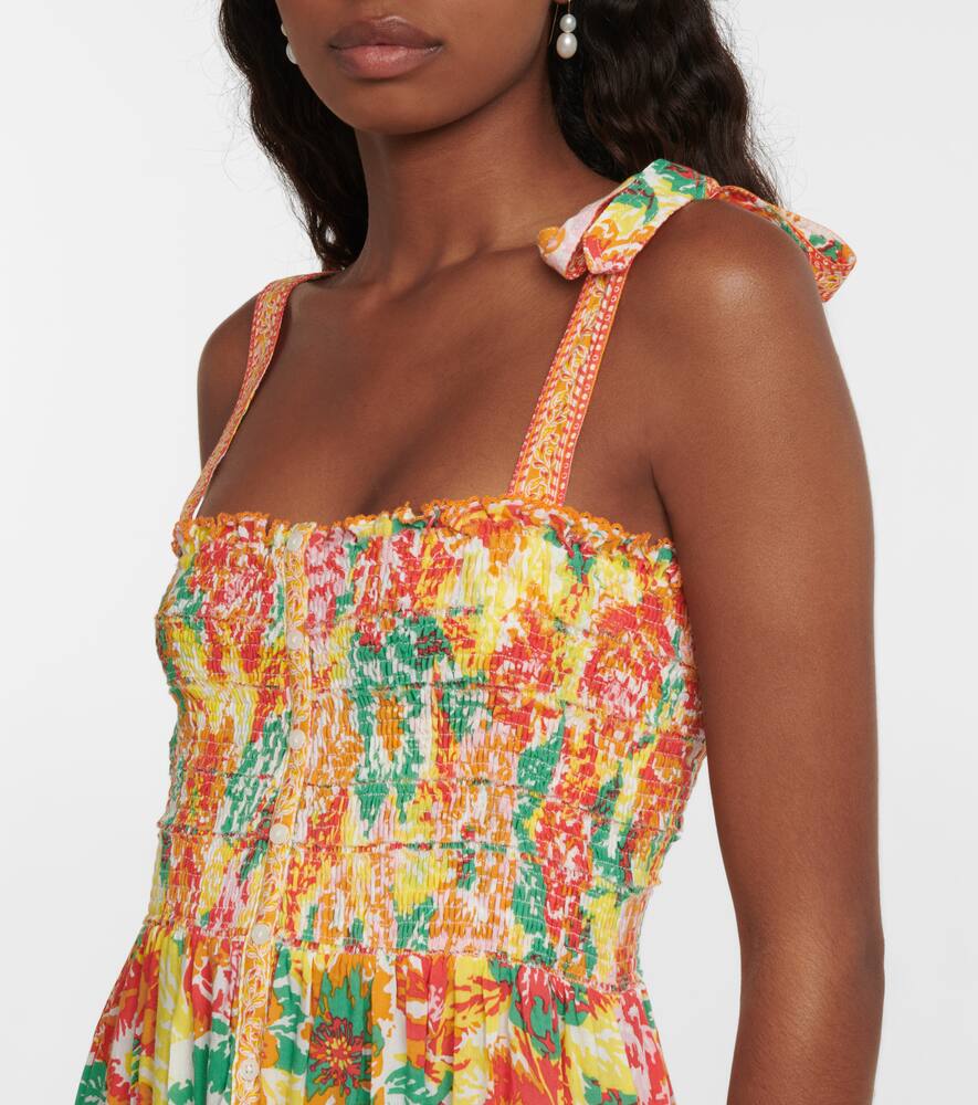 Poupette St Barth Triny Printed Midi Dress In Orange Rugosa