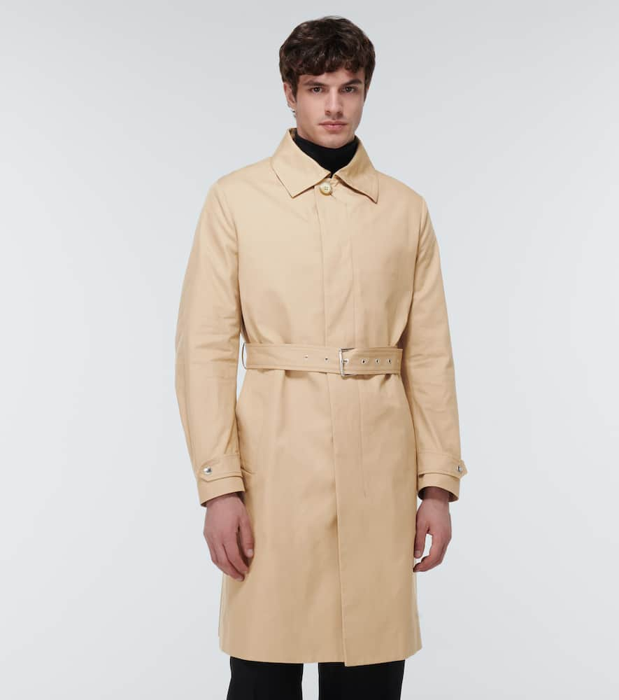 Shop Lanvin Belted Cotton Raincoat In Beige