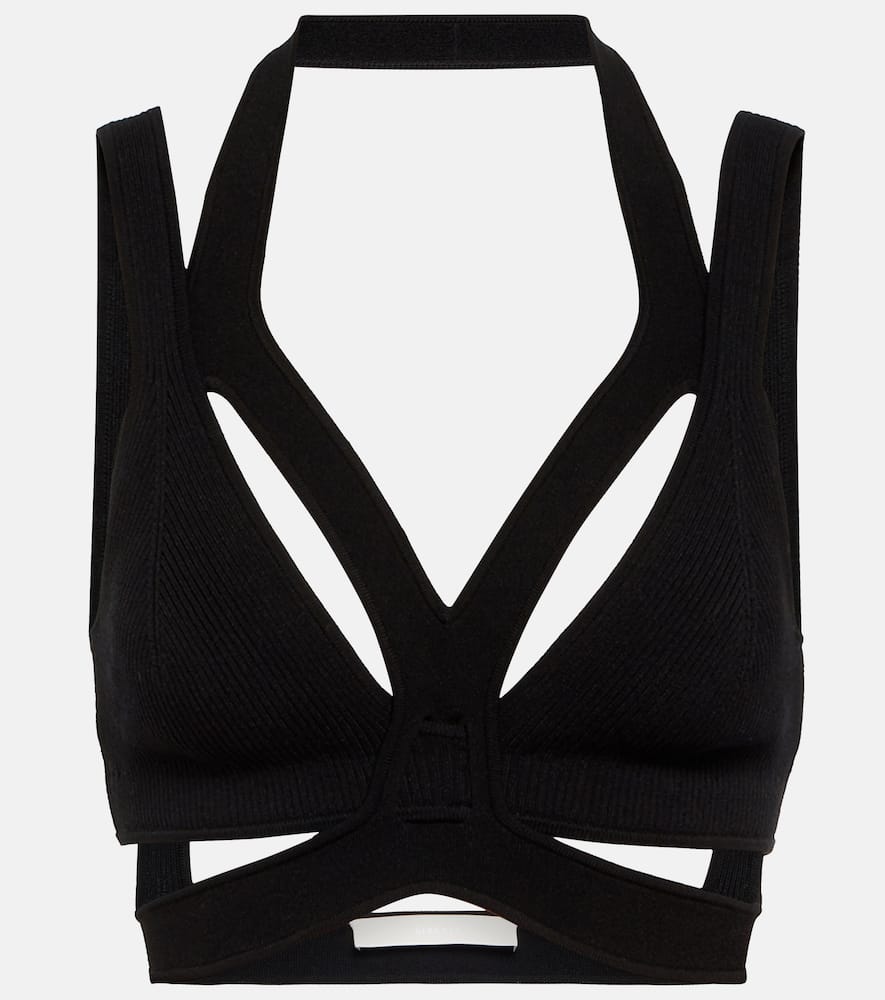 Shop Dion Lee Layered Crêpe Bra Top In Black