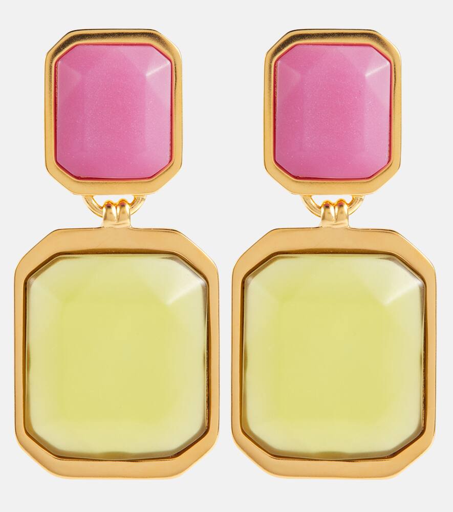 SAINT LAURENT OCTAGON EMBELLISHED CLIP-ON EARRINGS