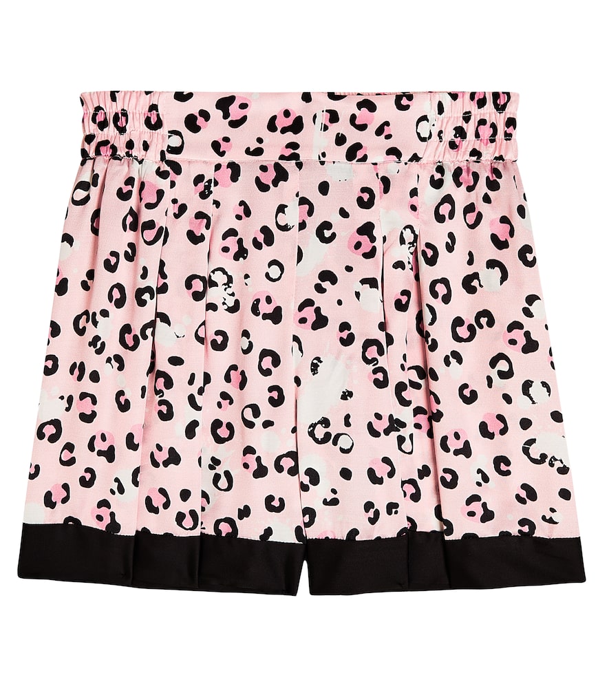 Monnalisa Kids'   Printed Viscose Bermuda Shorts In Rosa Fairytale + Black