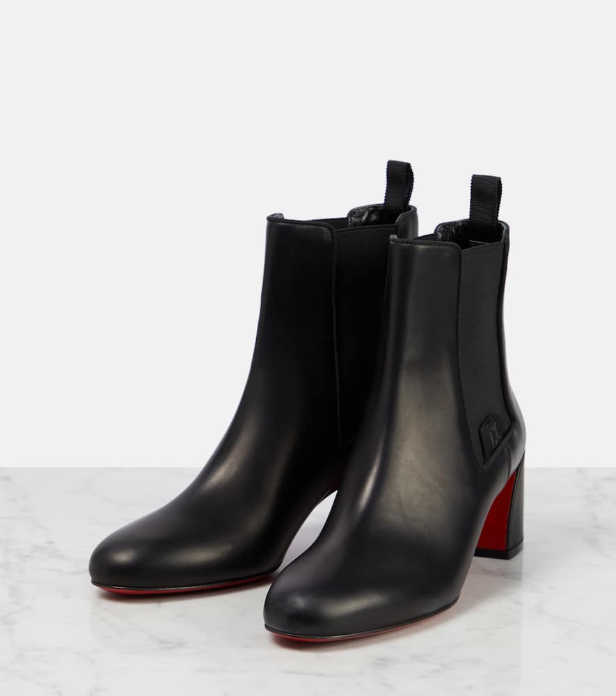 Shop Christian Louboutin Turelastic Leather Ankle Boots In Black