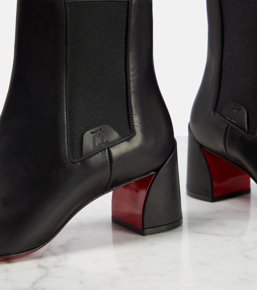 Shop Christian Louboutin Turelastic Leather Ankle Boots In Black