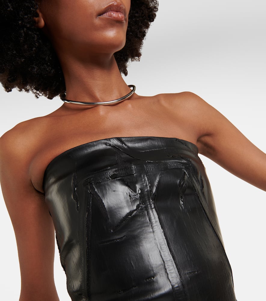 Shop Rick Owens Coated Denim Bustier In Black