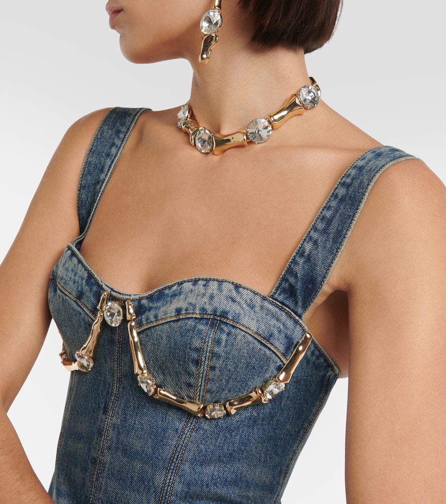  Area Area Claw Embellished Denim Minidress 