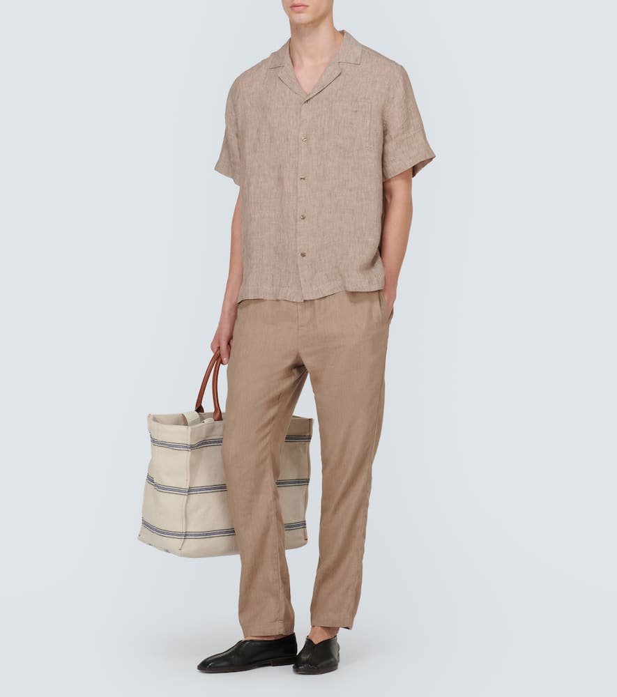 Shop Frescobol Carioca Oscar Linen Pants In Truffle