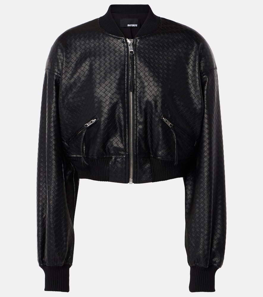 Rotate Birger Christensen Blue Cropped Jacket In Black