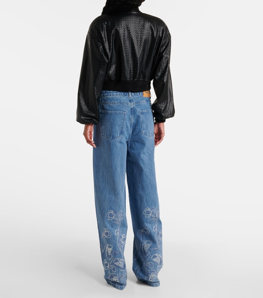 Rotate Birger Christensen Blue Cropped Jacket In Black