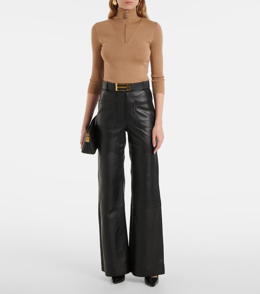  Victoria Beckham Victoria Beckham High-rise Bootcut-hose Alina Aus Leder 