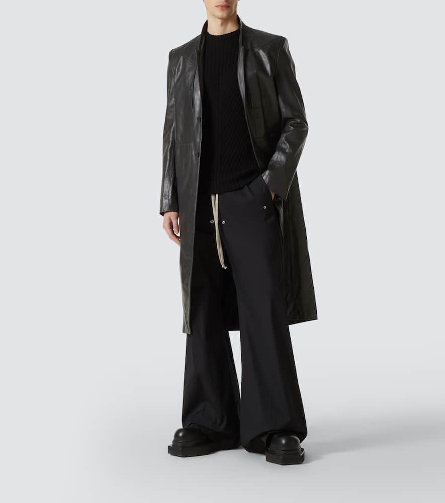 Rick Owens Black Hollywood Lido Leather Coat In Black