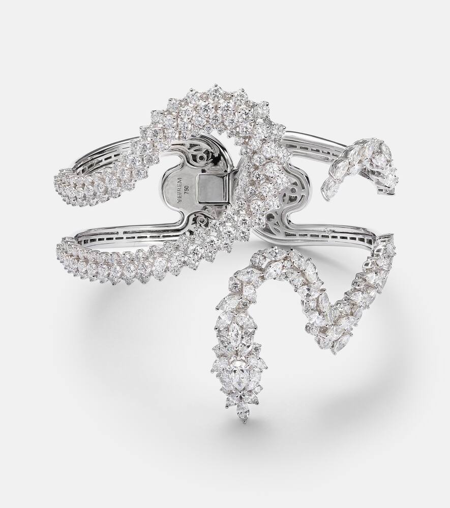 Y-Couture 18kt white gold cuff bracelet with diamonds