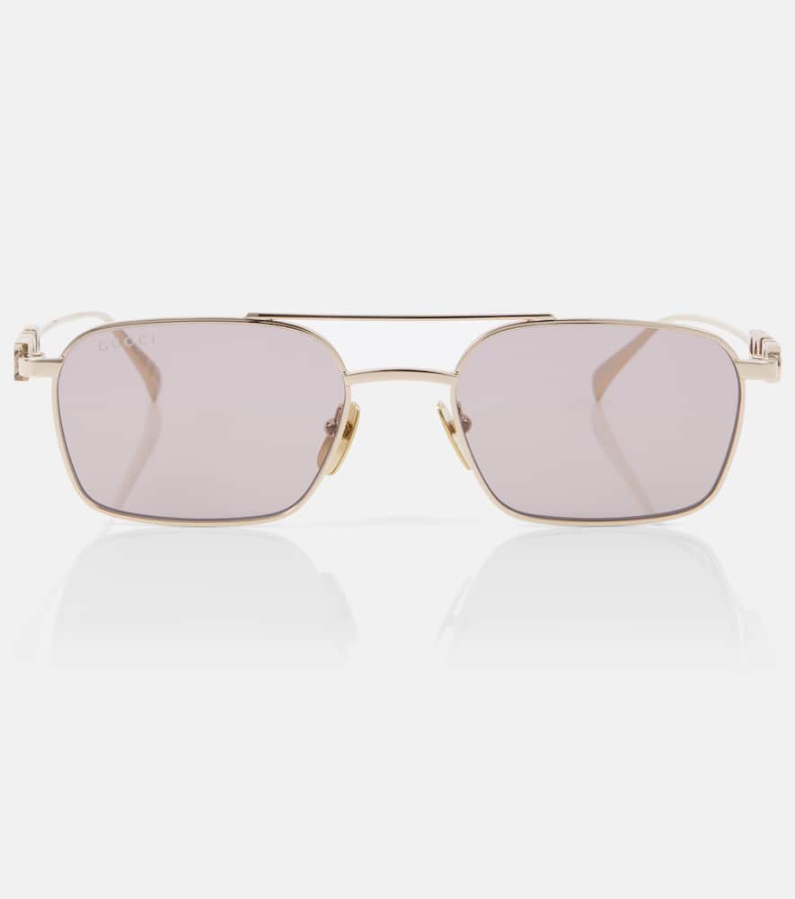 Gucci Script Aviator Sunglasses In Gold