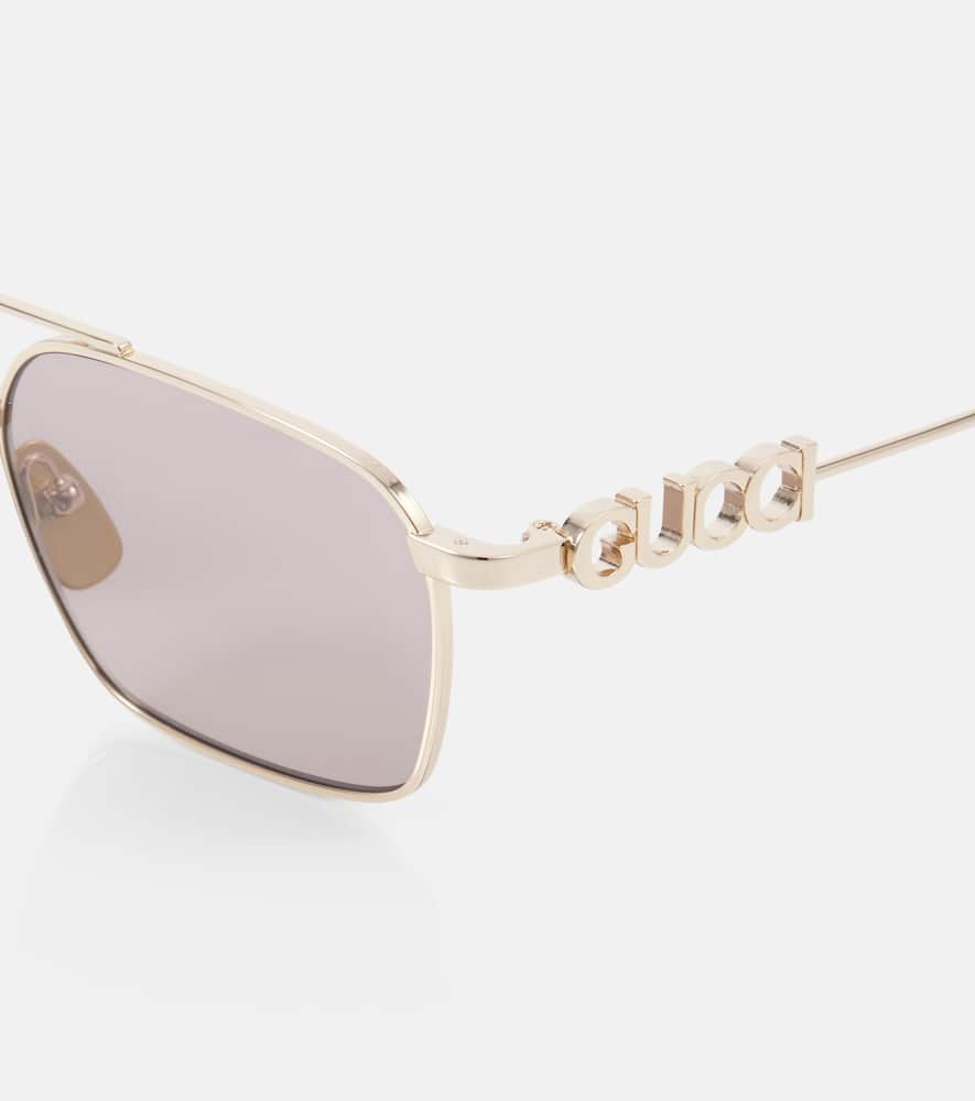Gucci Script Aviator Sunglasses In Gold