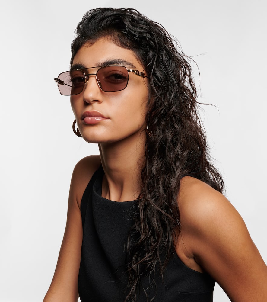 Gucci Script Aviator Sunglasses In Gold