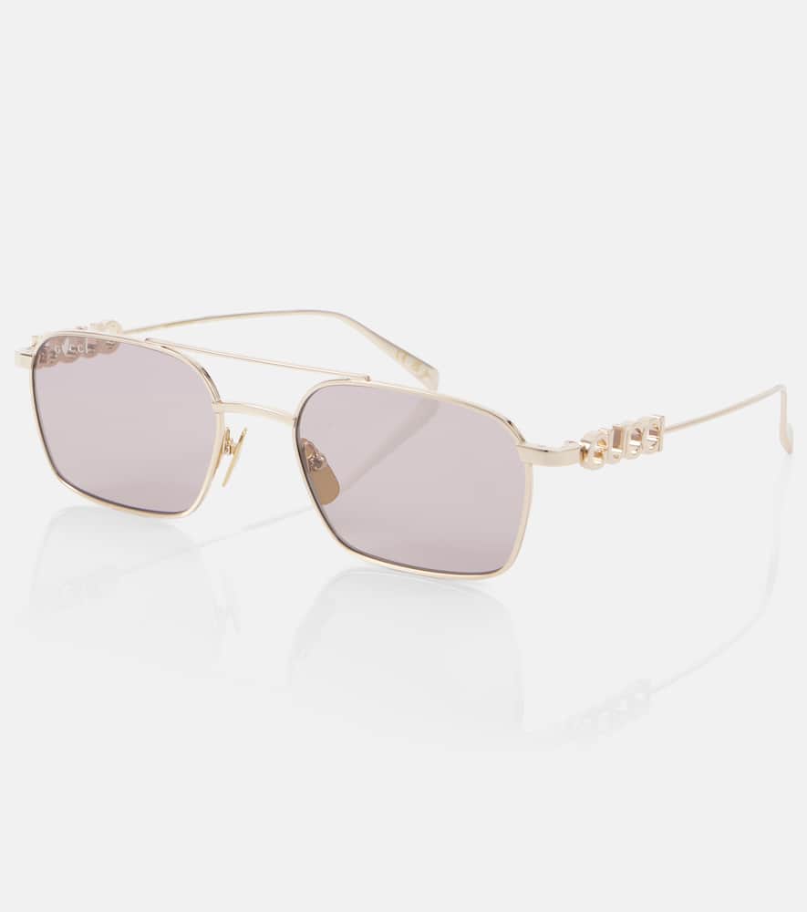 Gucci Script Aviator Sunglasses In Gold