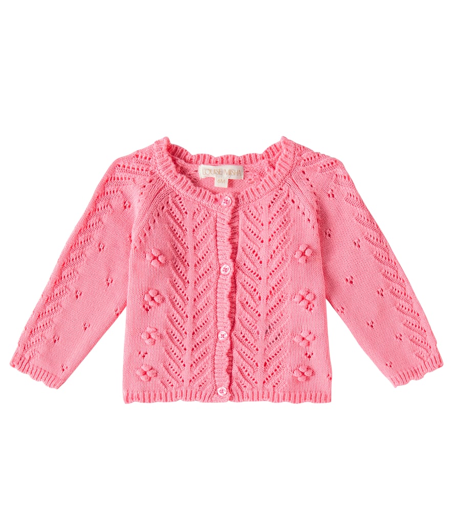 Louise Misha Baby Challi Cotton Cardigan In Pink