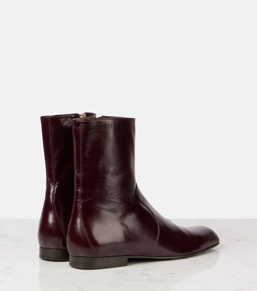 Khaite Colt Leather Ankle Boots In Burgundy