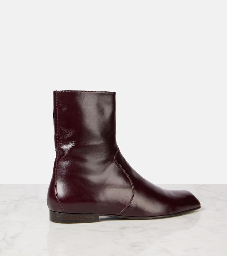 Khaite Colt Leather Ankle Boots In Burgundy