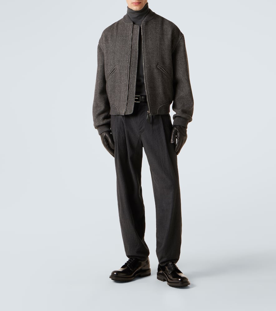 Giorgio Armani Cashmere Bomber Jacket In Brown