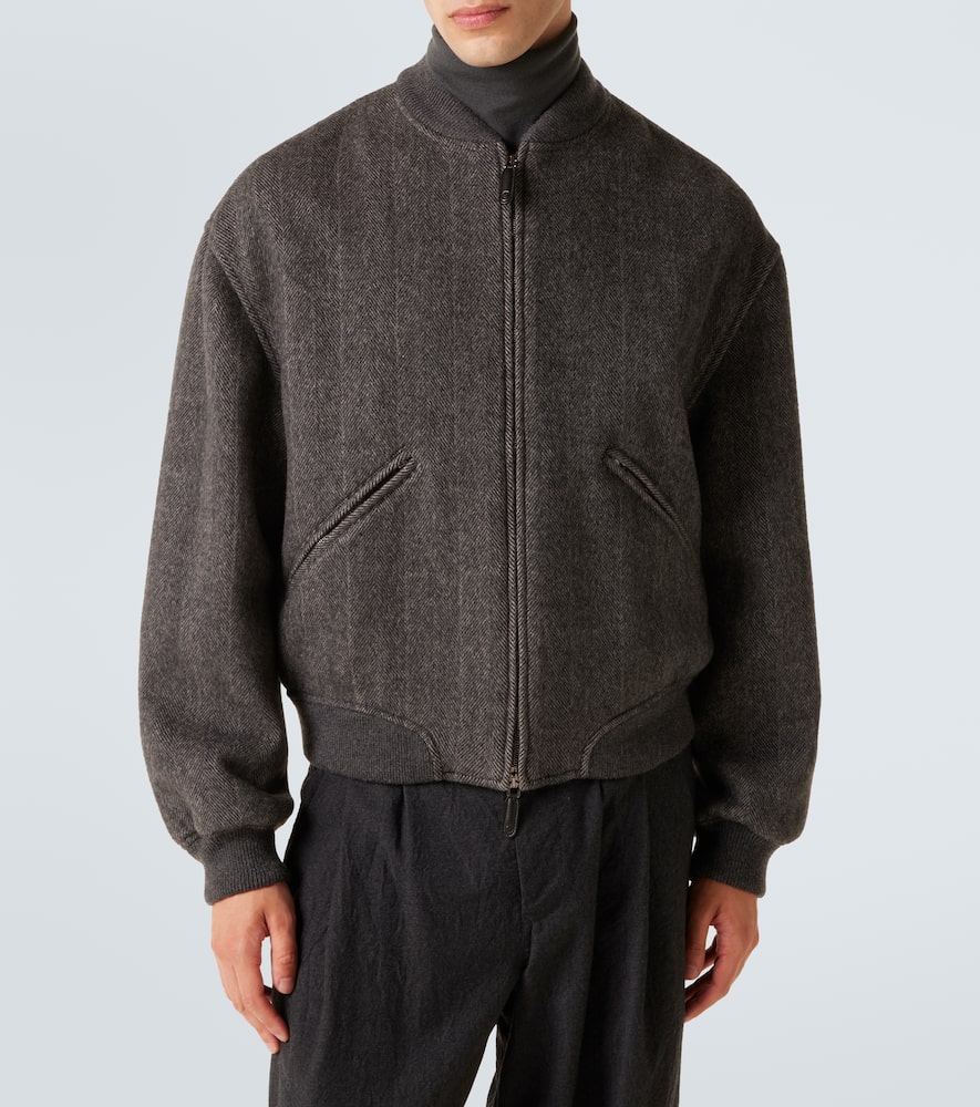 Giorgio Armani Cashmere Bomber Jacket In Brown