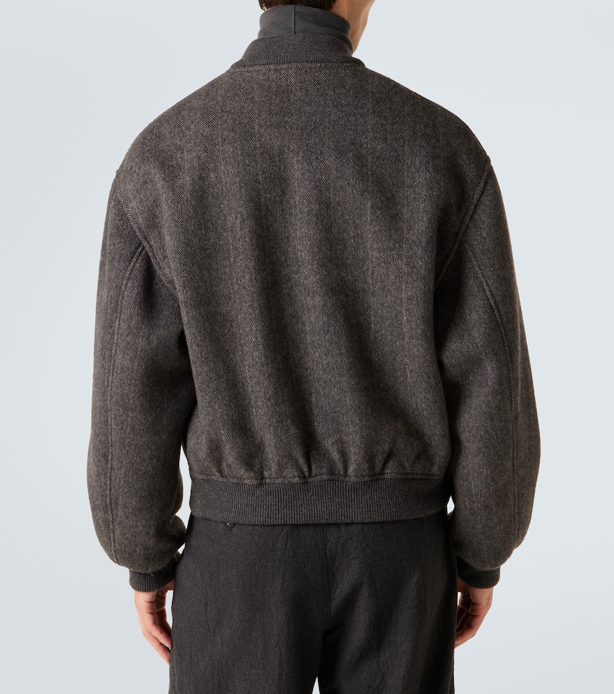 Giorgio Armani Cashmere Bomber Jacket In Brown