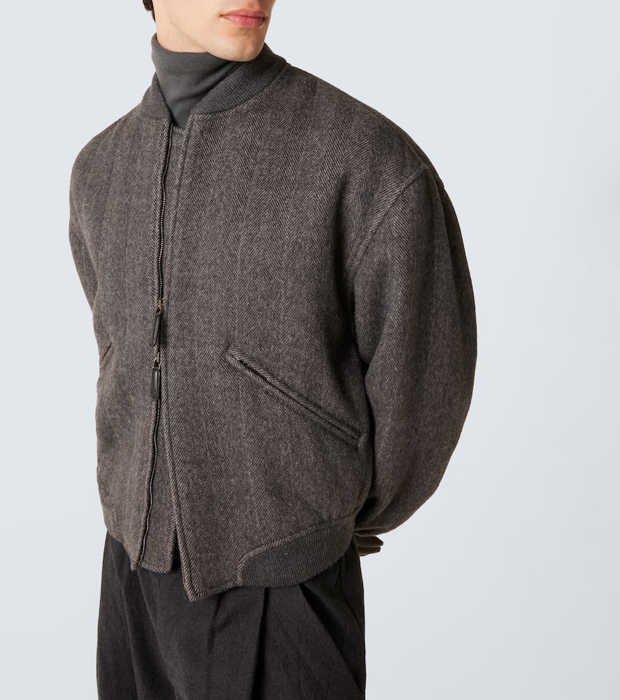 Giorgio Armani Cashmere Bomber Jacket In Brown