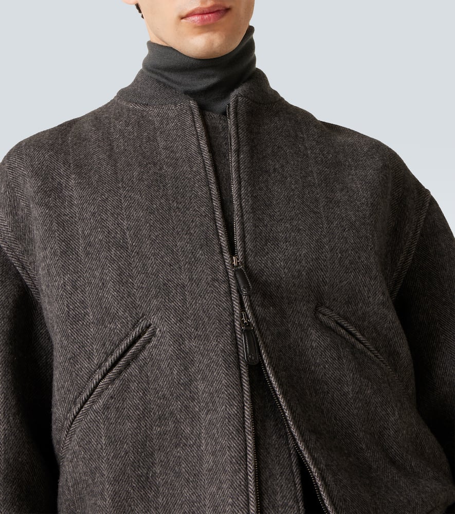 Giorgio Armani Cashmere Bomber Jacket In Brown