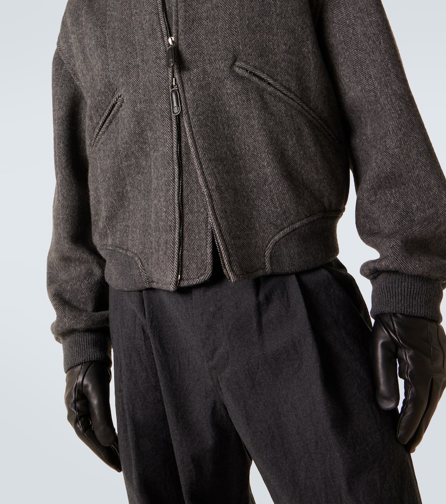 Giorgio Armani Cashmere Bomber Jacket In Brown