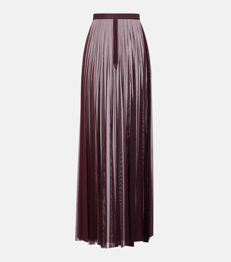 Vallen pleated sheer mesh maxi skirt
