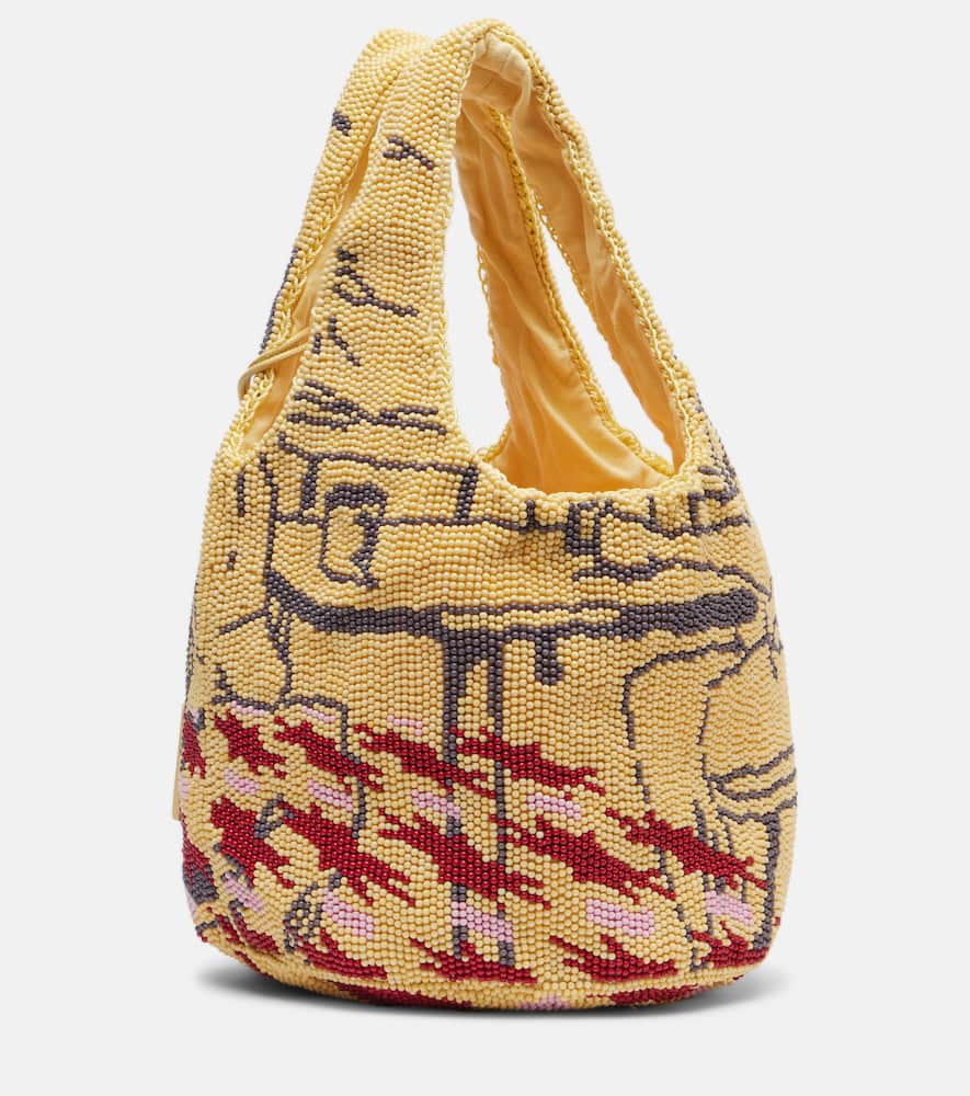 Jw Anderson Mini Beaded Shoulder Bag In Yellow