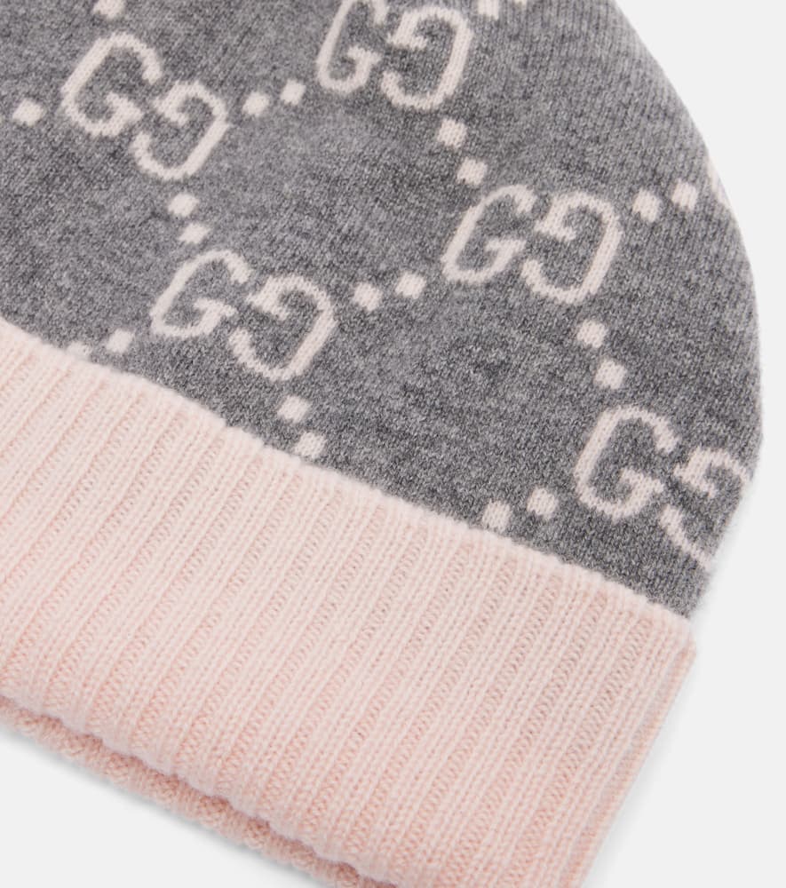 Gucci Gg Jacquard Cashmere Beanie In Gray