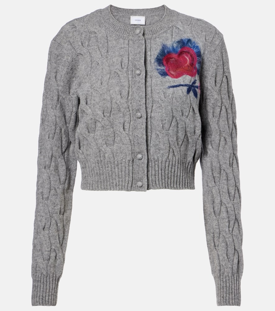 Cable-knit wool-blend cardigan