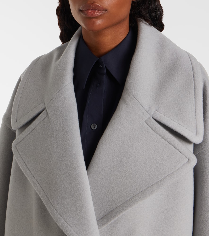 Loewe Pebble Double-breasted Wool Peacoat In Gray