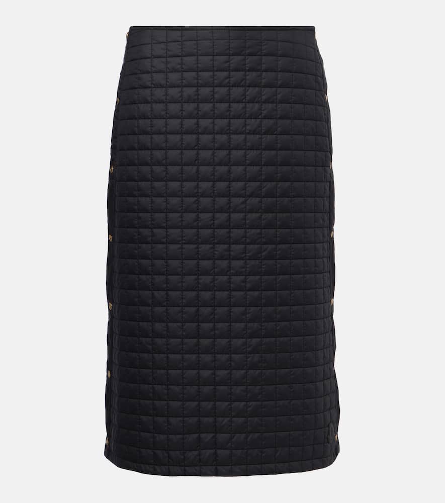 Quilted padded midi skirt