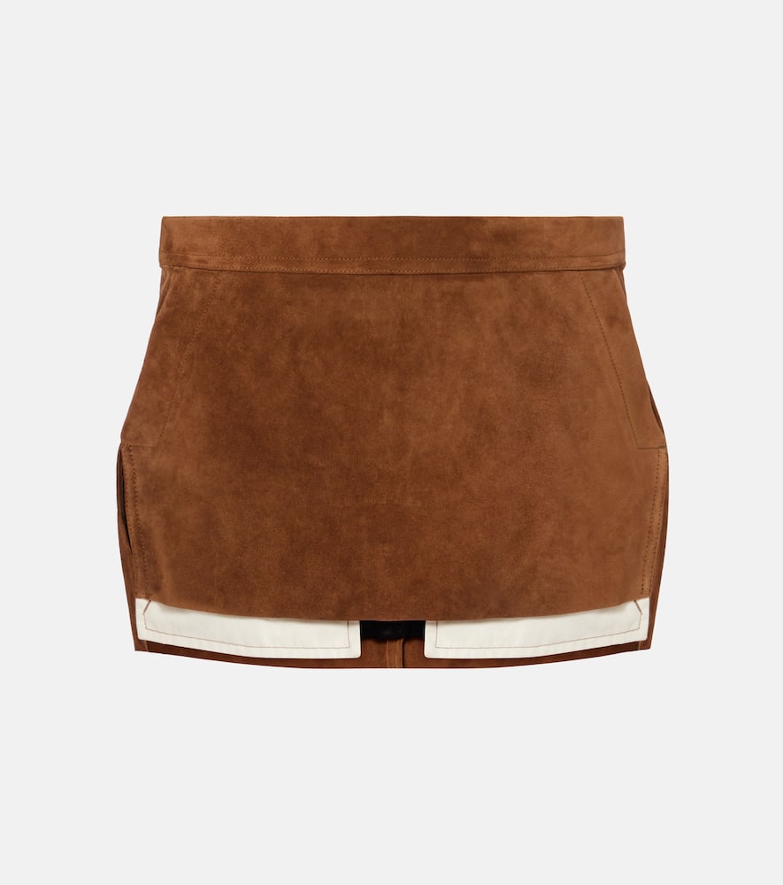 Rick Owens Fog Suede Miniskirt In Blue